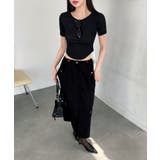 サイドラインクロップド半袖Tシャツ | by muni:r | 詳細画像34