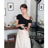 アンバランスリボンクロップド半袖Tシャツ | by muni:r | 詳細画像23