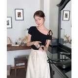 アンバランスリボンクロップド半袖Tシャツ | by muni:r | 詳細画像29