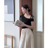 アンバランスリボンクロップド半袖Tシャツ | by muni:r | 詳細画像34