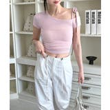 アンバランスリボンクロップド半袖Tシャツ | by muni:r | 詳細画像43