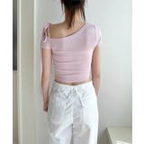 アンバランスリボンクロップド半袖Tシャツ | by muni:r | 詳細画像47