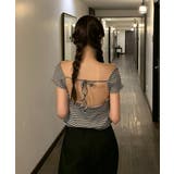 バックレスオフ半袖Tシャツ | by muni:r | 詳細画像1