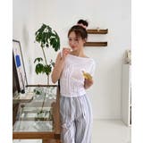 リネンストライプバンディンルーズパンツ | by muni:r | 詳細画像2 