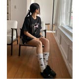 スリットリボンプリントルーズTシャツ | by muni:r | 詳細画像10