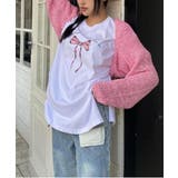 スリットリボンプリントルーズTシャツ | by muni:r | 詳細画像3