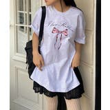スリットリボンプリントルーズTシャツ | by muni:r | 詳細画像4
