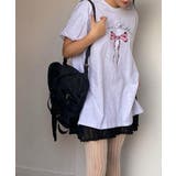スリットリボンプリントルーズTシャツ | by muni:r | 詳細画像5