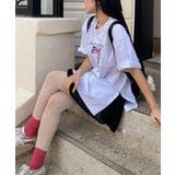 スリットリボンプリントルーズTシャツ | by muni:r | 詳細画像6