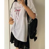 スリットリボンプリントルーズTシャツ | by muni:r | 詳細画像8