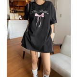 スリットリボンプリントルーズTシャツ | by muni:r | 詳細画像9