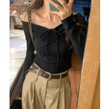 リボンシャーリングオフショルダーロングTシャツ | by muni:r | 詳細画像11 