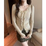 レースUネックリブニットカーディガン | by muni:r | 詳細画像1