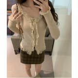 レースUネックリブニットカーディガン | by muni:r | 詳細画像4