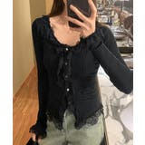 レースUネックリブニットカーディガン | by muni:r | 詳細画像6