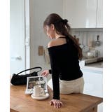 スリットオフショルダーストラップロングTシャツ | by muni:r | 詳細画像2