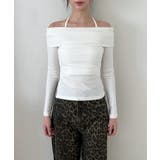 スリットオフショルダーストラップロングTシャツ | by muni:r | 詳細画像20