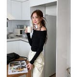 スリットオフショルダーストラップロングTシャツ | by muni:r | 詳細画像4