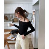 スリットオフショルダーストラップロングTシャツ | by muni:r | 詳細画像5