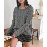 ショルダーリボンケーブルルーズニット | by muni:r | 詳細画像1 