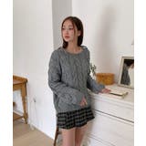 ショルダーリボンケーブルルーズニット | by muni:r | 詳細画像3 