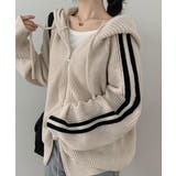 トラックラインニットフードジップアップ | by muni:r | 詳細画像1