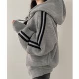 トラックラインニットフードジップアップ | by muni:r | 詳細画像12