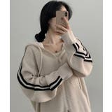 トラックラインニットフードジップアップ | by muni:r | 詳細画像4