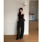 ブラック | レースボタンカップ付きタンクトップ/2025 SS COLLECTION | by muni:r