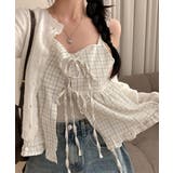 チェック シャーリング フリルストラップキャミソール | by muni:r | 詳細画像1 