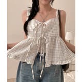 チェック シャーリング フリルストラップキャミソール | by muni:r | 詳細画像2 