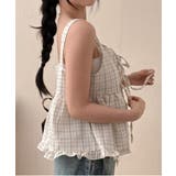 チェック シャーリング フリルストラップキャミソール | by muni:r | 詳細画像5 