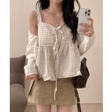 チェック シャーリング フリルストラップキャミソール | by muni:r | 詳細画像6 