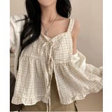 チェック シャーリング フリルストラップキャミソール | by muni:r | 詳細画像7 