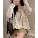 チェック シャーリング フリルストラップキャミソール | by muni:r | 詳細画像8 