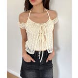 レースシースルーレイヤードホルターブラウス T | by muni:r | 詳細画像2