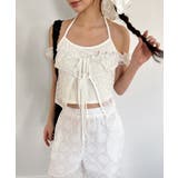 レースシースルーレイヤードホルターブラウス T | by muni:r | 詳細画像9