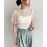 シースルーレースフリル半袖ブラウス | by muni:r | 詳細画像5 