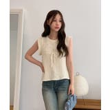 パンチングリボンフリルキャップスリーブニット | by muni:r | 詳細画像3