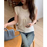 パンチングリボンフリルキャップスリーブニット | by muni:r | 詳細画像7