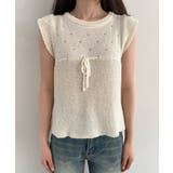 パンチングリボンフリルキャップスリーブニット | by muni:r | 詳細画像9