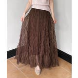 ブラウンクリームウェーブシフォンスカート/2025 AW COLLECTION | by muni:r | 詳細画像1 