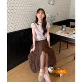 ブラウンクリームウェーブシフォンスカート/2025 AW COLLECTION | by muni:r | 詳細画像3 