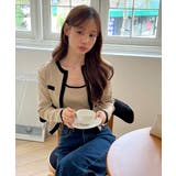 【着用動画あり 3色展開】配色クロップド ニットカーディガン | by muni:r | 詳細画像1