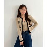 【着用動画あり 3色展開】配色クロップド ニットカーディガン | by muni:r | 詳細画像10