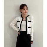 【着用動画あり 3色展開】配色クロップド ニットカーディガン | by muni:r | 詳細画像23