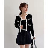 【着用動画あり 3色展開】配色クロップド ニットカーディガン | by muni:r | 詳細画像25