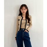 【着用動画あり 3色展開】配色クロップド ニットカーディガン | by muni:r | 詳細画像8