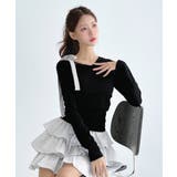【着用動画あり 3色展開】ストライプストラップ ワンショルダーTシャツ | by muni:r | 詳細画像13