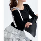 【着用動画あり 3色展開】ストライプストラップ ワンショルダーTシャツ | by muni:r | 詳細画像15